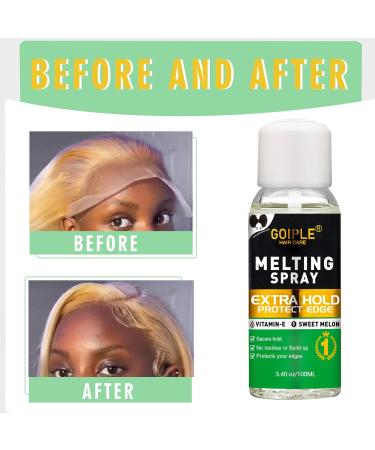 Lace Melting and Holding Spray for Wigs Extra Hold Hair Adhesive for Closures Extensions and Natural Edge Forming - With Edge Brush (3.4oz) - Buy Online on GoSupps.com