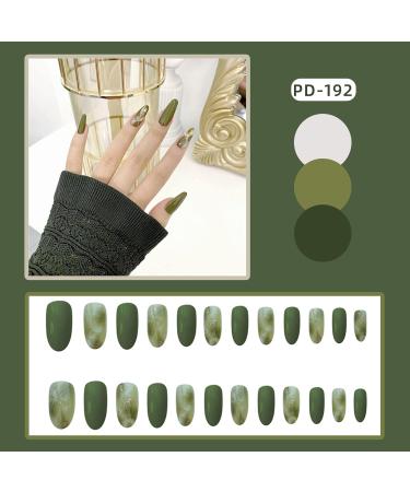 Press on Nails False Nails Fingernail Green Blooming Long Type 24 Pcs Artificial Finger Acrylic Nail Kit Manicure Kit for Women Fake Nails Short - Buy Online on GoSupps.com