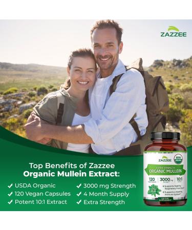 Zazzee Herbal Respiratory Lung Health Support Bundle | Organic Mullein Leaf Extract Plus 4:1 OSHA Root Extract Capsules | Non-GMO Vegan & ISO Lab Tested (120 Servings Each) - Buy Online on GoSupps.com