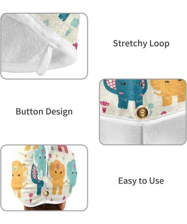 Cartoon Elephant Hair Towel 2 Pack - Super Absorbent Quick Dry Hair Turbans for Women & Girls - Buy Online on GoSupps.com