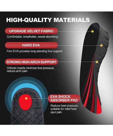 330+ lbs Plantar Fasciitis Insoles - High Arch Support Orthotic Inserts for Men & Women - Heel Pain Relief - Heavy Duty Support for Walking & Running - Black/Red - Size L (Men's 9-11, Women's 10-12) - Buy Online on GoSupps.com