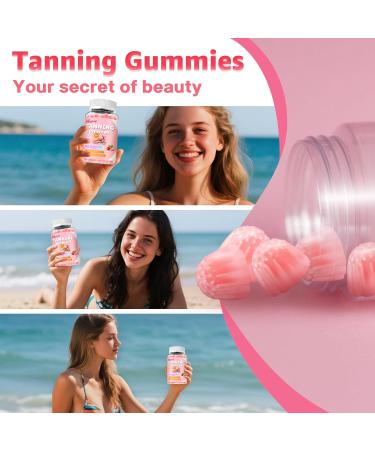 2 Pack Tanning Gummies - Sugar Free Daily Tanning Gummies for Woman & Men, Self Tanning Melanin Supplements with Lycopene & Astaxanthin for Skin Health, Strawberries Flavor, 120 Count 60 Count (Pack of 2) - Buy Online on GoSupps.com