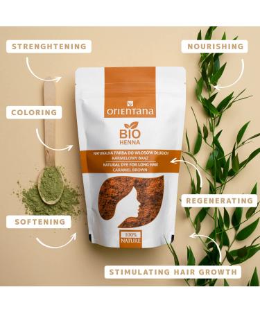 Orientana Organic Henna Hair Color - Caramel Brown | 100% Vegan & Natural | Long-Lasting Plant-Based Color for Light to Medium Brown Hair | 100g - Buy Online on GoSupps.com