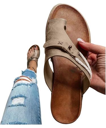 Orthopedic Bunion Sandals for Women - Comfy Summer Flip Flops with Arch Support | US Size 8 - Grey - Buy Online on GoSupps.com