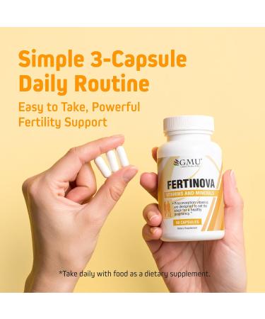 GMU GLOBAL MEDICS USA - Fertinova - Premium Preconception Vitamins & Pregnancy Support Prenatal Vitamins for Women Fertility Supplements for Women Needed Prenatal Choline Supplements - 90 Capsules - Buy Online on GoSupps.com