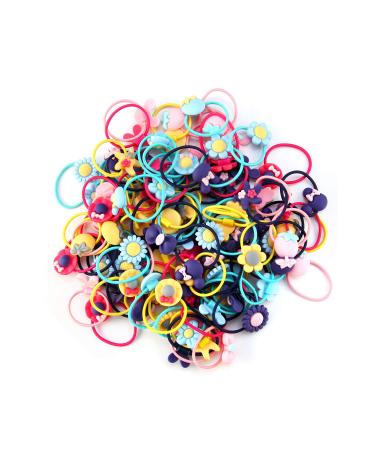 100pcs Mix Colors Girl's Elastic Hair Ties Soft Rubber Bands Hair Bands Holders Pigtails Hair Accessories for Girls Infants Toddlers Kids Teens and Children (Random color ) 100 pcs