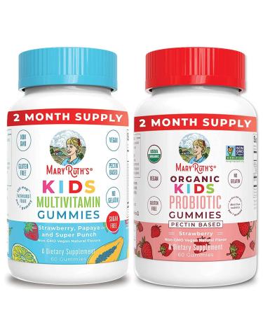 Kids Multivitamin Gummies & Kids Probiotic USDA Organic Gummies Bundle by MaryRuth's | Kids Immune Support | Kids Digestive & Gut Health Supplement
