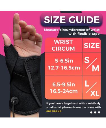 Hand Heating Pad for CMC Joint Thumb Arthritis - Heated Wrap Brace Splint for Carpal Tunnel Relief, Wrist Pain, Tendonitis - Support and Compression for Men Women - S/M Black - Buy Online on GoSupps.com