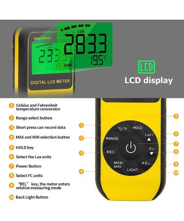 Handheld Light Meter with 1-400,000 Lux/FC Range and 270 Rotatable Detector - Ideal for Industrial, Household, Plants, Photography - Calibration Certificate Included - RQ-881D - Buy Online on GoSupps.com