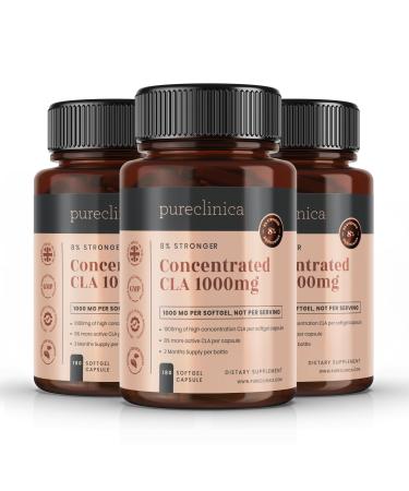 Pureclinica Concentrated Cla 1000mg 6 Months Supply 84% Rich conjugated linoleic acid.The Strongest Cla Available Burns Stubborn Abdominal Fat by PureCllinica