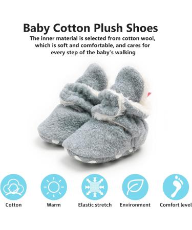 TMEOG Baby Booties Slippers | Infant Boots for Boys Girls | Winter Sock Crib Shoes | 6-12 Months | Light Grey Furry - Buy Online on GoSupps.com