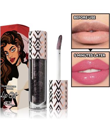 Black Glitter Lip Gloss Diamond Shimmer Nourishing Lipstick Non-sticky Long Lasting Moisturizing Lip Gloss Liquid Lip Gloss Lip Gloss for Women - Buy Online on GoSupps.com