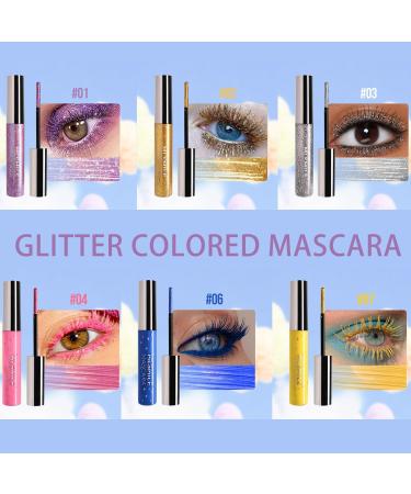 Sitovely 6PCS Glitter Colored Mascara for Eyelashes Waterproof Mascara Sparkling Diamond Lengthening and Curling Mascara/Blue/Purple/Yellow/Silver/Red - Buy Online on GoSupps.com