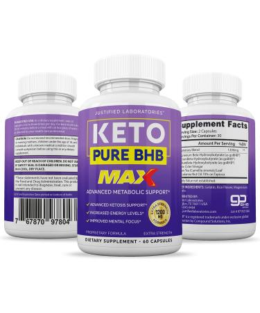 Keto Pure BHB Max 1200mg 3 Pack Supplement | Advanced Ketosis Support | Includes goBHB Exogenous Ketones | Apple Cider Vinegar, Macadamia Nut Oil, Green Tea | Men Women - Buy Online on GoSupps.com