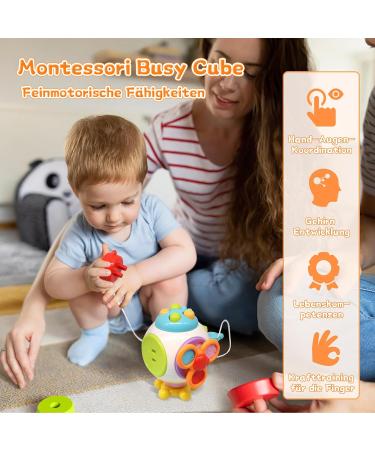 Delee Montessori Motoric Toy - 7 in 1 Activity Cube for Toddlers - Educational Busy Cube for Ages 1-3 - Buy Online on GoSupps.com