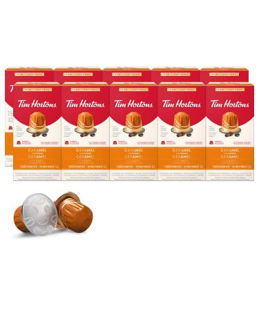 Tim Hortons Caramel Espresso Capsules Nespresso Original Line Compatible Capsules 100 Count Caramel Espresso 10 count (Pack of 10)