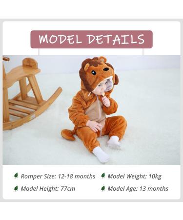 COOKY.D Unisex Winter Animal Hooded Baby Romper | 3-6 Months | Brown - Buy Online on GoSupps.com