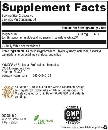 Xymogen OptiMag 125 - 120 Vegetable Capsules - 120 Count (Pack of 1) - Buy Online on GoSupps.com