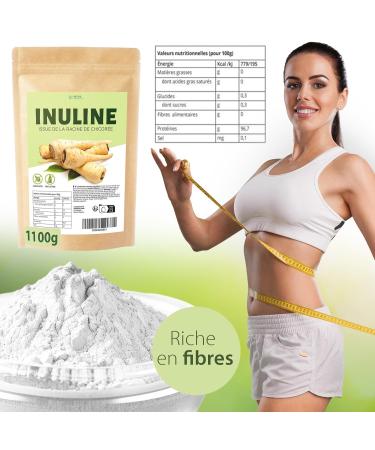 DETOX ORGANICA Inuline en Poudre 1 100 g (1 1 kg) 100% Pure de Chicor e Sans Additifs Vegan Sans Gluten & Sans Lactose Qualit Contr l e Fibre Pr biotique Naturelle Haute Qualit  - Buy Online on GoSupps.com