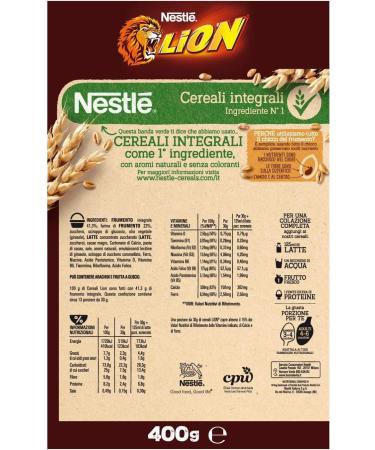  Italian Gourmet E.R. Nestl Lion Cereali Integrali Cioccolato e Caramello Lot of 3 whole cereals with chocolate and caramel 400 g + Italian Gourmet pulp 400 g - Buy Online on GoSupps.com