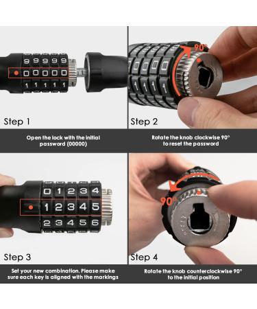 Looxmeer 90cm Bicycle Lock - High Safety Chain Lock with 5-Digit Code Hardened Steel Black - Secure Your Bike Anywhere - Buy Online on GoSupps.com