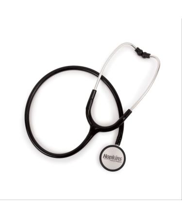 Hopkins Stainless Steel Dual-Head Stethoscope Precise Acoustics Internal Spring Binaurals No-Chill Rims Black