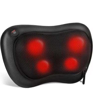 Alljoy massage pillows with heat function Shiatsu massager for the neck of the neck back back massager with 3D rotating massage heads PU leather gift for men women black - Buy Online on GoSupps.com
