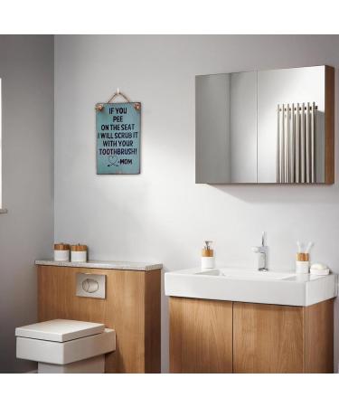 Funny Wooden Wall Sign for Bathroom - If You Pee on the Seat I Scrub it with Your Toothbrush! - Geruwam Blue Art Decor - Buy Online on GoSupps.com