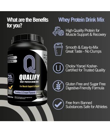 Qualify Dark Chocolate Fudge & Cookies and Cream Whey Protein Powder Shake Bundle - Kosher Gluten Free Sugar Free - Buy Online on GoSupps.com