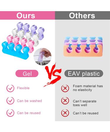 Molain 8 Pack Gel Nail Polish Toe Spacers - Silicone Separators for Overlapping Toes Hammer Toe Relief - Transparent Pink Blue & Purple - Buy Online on GoSupps.com