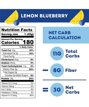IQBAR Lemon Blueberry Keto Protein Bars - 12-Count Energy Bars - Low Carb, High Fiber Vegan Snacks and Meal Replacement Bars - Buy Online on GoSupps.com
