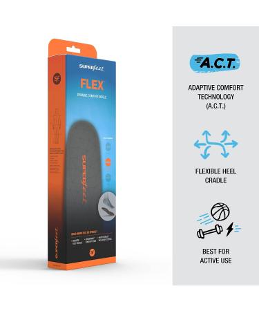 Superfeet FLEX Comfort Foam Insoles for Workout Shoes - Flame - Size 7.5-9 Men / 8.5-10 Women - Buy Online on GoSupps.com
