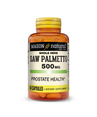 MASON NATURAL Saw Palmetto 500 mg Supports Prostate Health & Urinary Function 60 Capsules