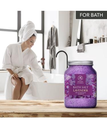 Sea Salt Lavender Bath Salts with Natural Lavender Essential Oil - 46 Oz (1300g) - Promotes Good Sleep, Stress Relief, and Beauty - Relaxing Body Care - 2.86 Pound Pack - Lavanda Salt - Buy Online on GoSupps.com