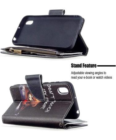 Miago Leather Wallet Case for Huawei Y5 2019 | 9 Card Slots Colorful Zipper Flip Cover Protective PU Leather Pocket - Chainsaw Bear Design - Buy Online on GoSupps.com