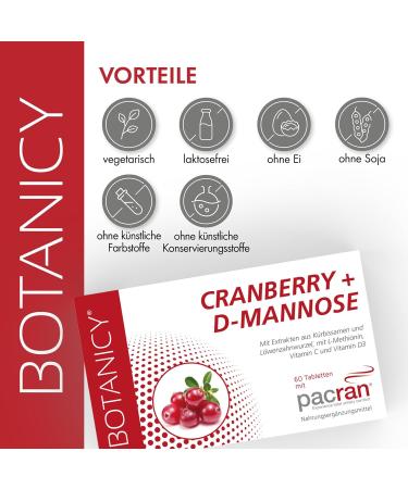 Botanicy Cranberry + D-Mannose Tablets - Supports Bladder & Urinary Health - 180 Count with Pacran Powder Vitamin C D3 Pumpkin Seeds & Dandelion Root - Buy Online on GoSupps.com
