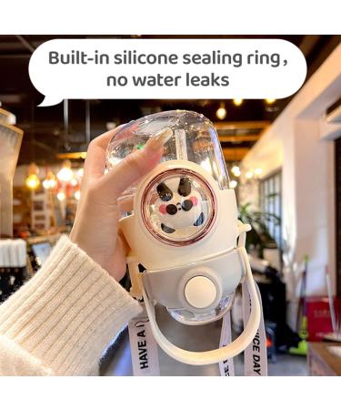 LEJN Kawaii Pink820ml Water Bottle | Adjustable Shoulder Strap | Leakproof BPA-free Cartoon Children Cup | Portable Capsule Bottle for Traveling & Hiking - Buy Online on GoSupps.com