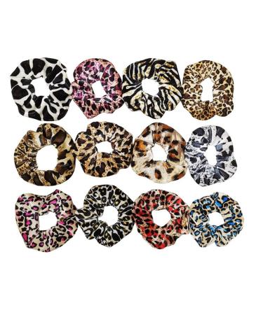 LUMoony Scrunchie Leopard Hair Bobbles Velvet 10 Pieces Elastic Hair Band Ponytail Holder Colourful Ponytail Hair Accessories Fabric Hair Scrunchie for Women and Girls Hair Accessories