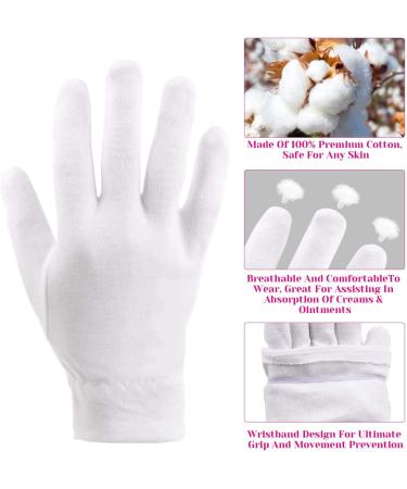 Selizo 100% Cotton Gloves for Dry Hands Eczema - 10 Pairs White Gloves for Women | Moisturizing, Cosmetics, Sensitive Skin, Spa - Buy Online on GoSupps.com