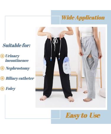 Catheter Leg Bag Pants for Men/Women - Urine Bag Holder with Double Zippered Pockets Holds 2000ml - X-Large Grey - Buy Online on GoSupps.com