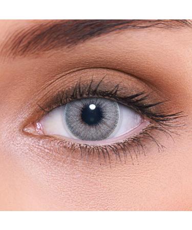 Lenzotica very strong naturally covering blue contact lenses colored natural light gray + container 1 pair (2 pieces) dia 14.00 with strength 3 monthly lenses with condensation -3.50 dioptria soft lens natural lightgrey -3.50