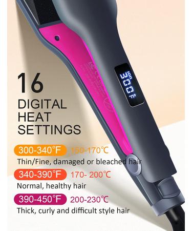 LANDOT Professional 2 Inch Ceramic Hair Straightener for Long Thick Curly Hair - Purple Black - Buy Online on GoSupps.com