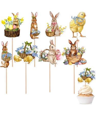 24pcs Happy Easter Cupcake Topper Easter Cupcake Picks Easter Cupcake Toppers Easter Cup Cake Decoration for Easter Party Decor Party Supplies - Buy Online on GoSupps.com