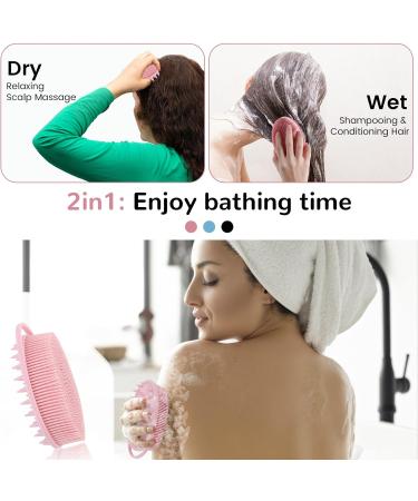 Omtofo 3-Piece Silicone Body Brush Set - 2-in-1 Bathing Shower & Shampoo Brush for All Skin Types | Gentle Foaming Easy to Clean Durable Design - Buy Online on GoSupps.com