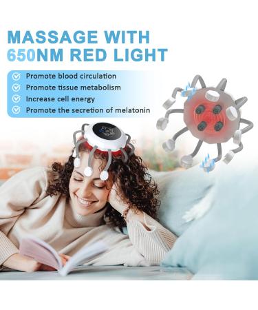 Buy Electric Head Massage Spider with Bluetooth & Red Light | 5 Vibration Modes for Headache Relief & Deep Sleep - Buy Online on GoSupps.com