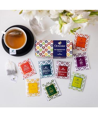 Octavius | Assorted Tea Bag Sampler Gift Set - 8 Tea Flavors | 192 Counts - Black & Green Tea | Tea Sampler Pack | Tea Set Gift | Pack of 6 Black & Green Tea - 32TB (Pack of 6) - Buy Online on GoSupps.com
