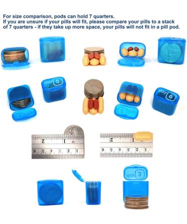 Pill Pod Organizer with Zippered Travel Case - 31-Day Monthly Medication Vitamins & Supplements Organizer (Blue) | Perfect for Travel - Buy Online on GoSupps.com