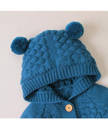 Puseky Baby Knit Sweater with Hooded Ears - 6-12 Months, Denim Blue - Buy Online on GoSupps.com