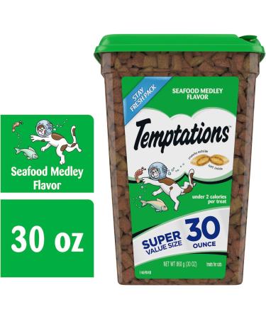 TEMPTATIONS Seafood Medley Cat Treats - Crunchy & Soft, Multiple Sizes - 1.9lb Pack - Buy Online on GoSupps.com