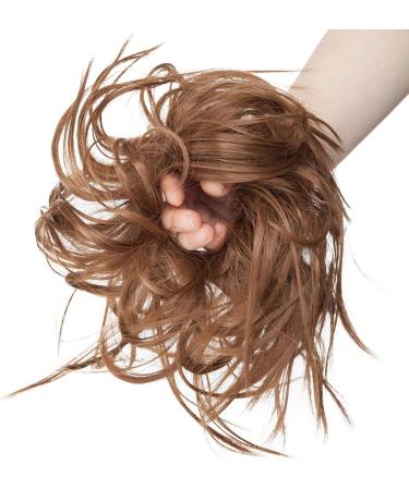 Light Brown Synthetic Messy Hair Bun Chignon Extension - Wavy Updo Scrunchy - Buy Online on GoSupps.com